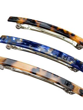 Long French Barrettes for Women Simple Classic Acrylic Resin Hair Clips Tortoise